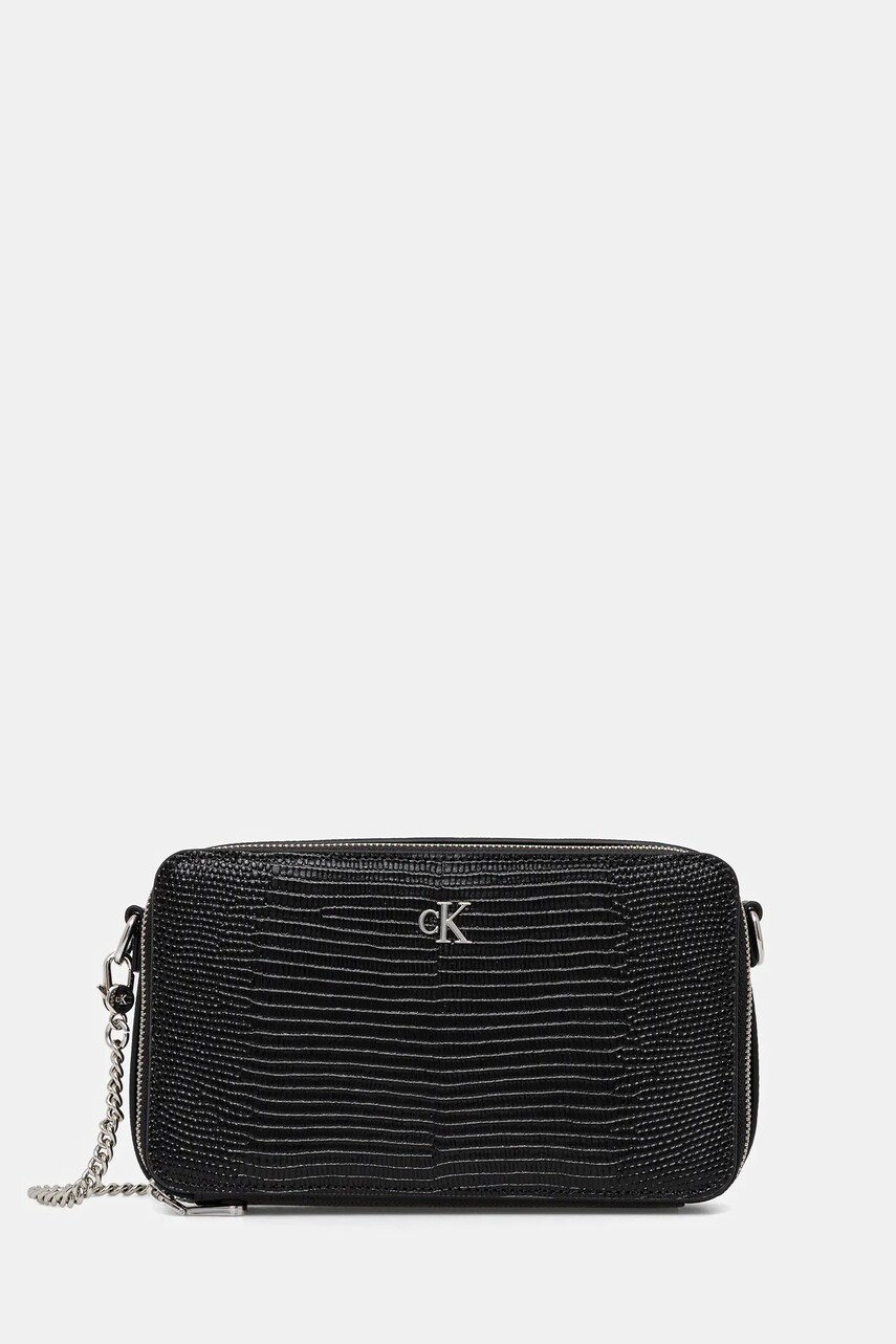 Levně Kožené psaníčko Calvin Klein černá barva, LV04F1071G