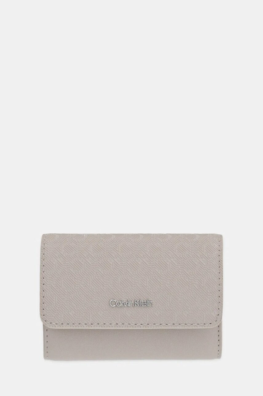 Levně Peněženka Calvin Klein dámská, béžová barva, LV04F1038G