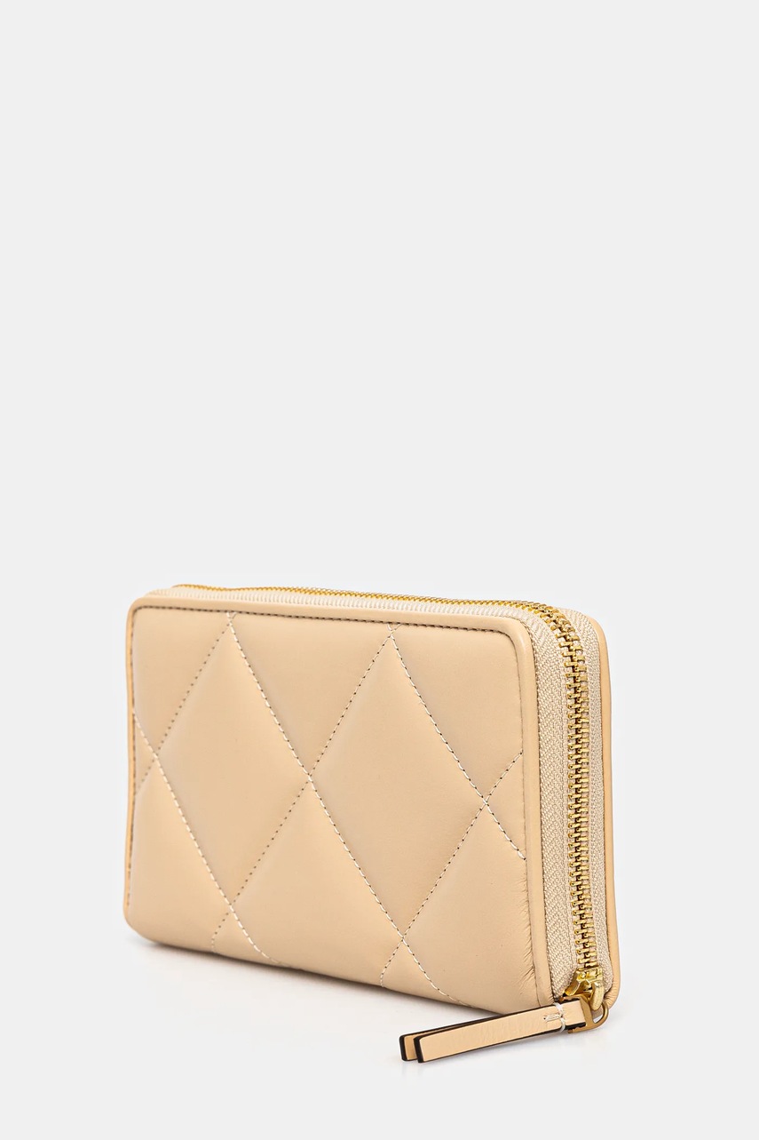 Кожаный кошелек Tory Burch Kira Diamond Quilt цвет бежевый 154989-700