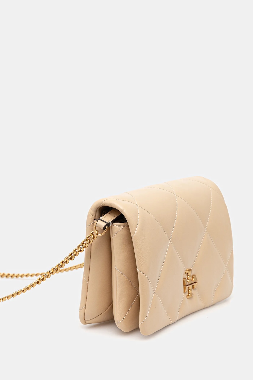 Кожаная сумочка Tory Burch Kira Diamond Quilt цвет бежевый 158624-700 Кожаная сумочка Tory Burch Kira Diamond Quilt цвет бежевый 158624-700