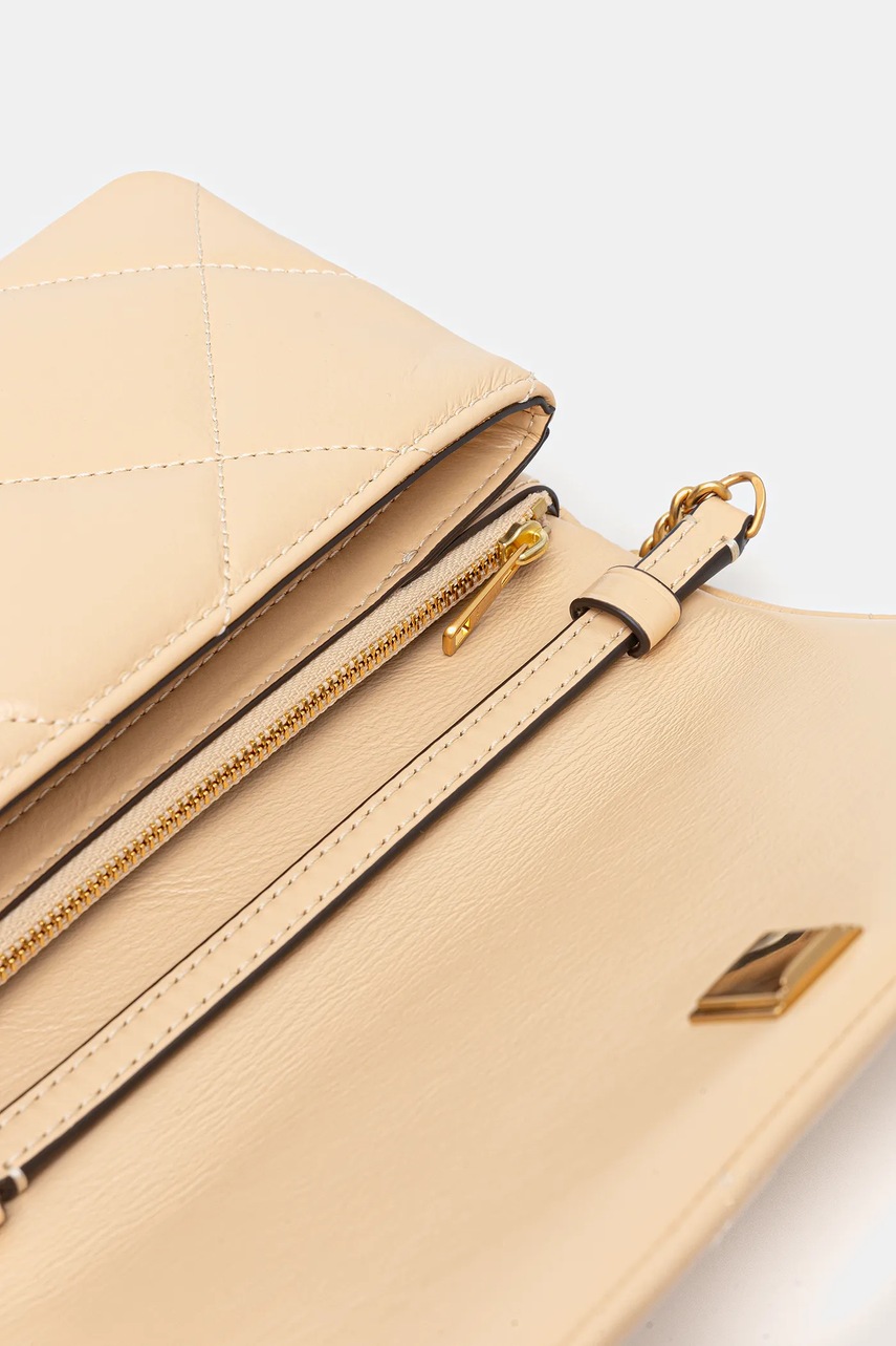 Δερμάτινη τσάντα Tory Burch Kira Diamond Quilt χρώμα: μπεζ, 158624-700 φωτογραφία