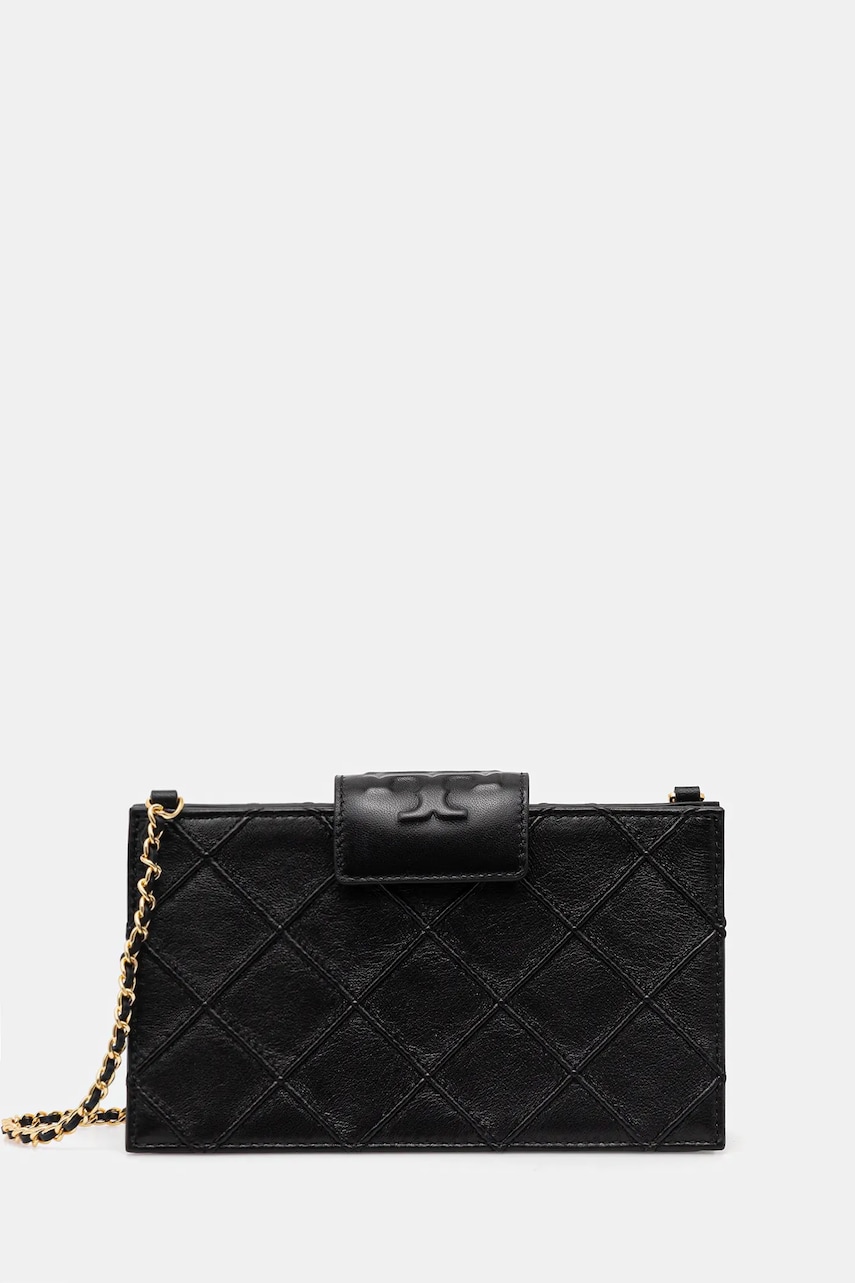 Tory Burch poșetă de piele Fleming culoarea negru, 167250-001