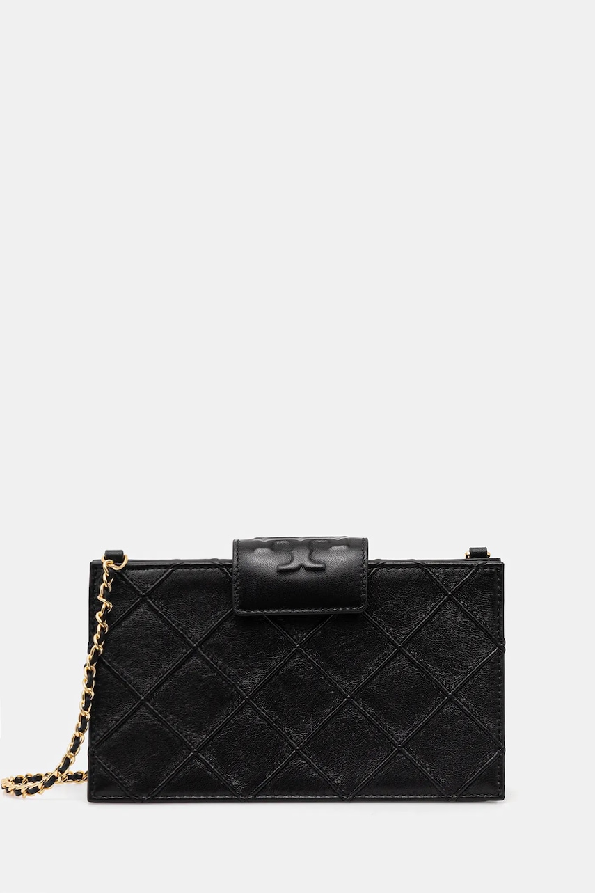 Tory Burch poșetă de piele Fleming culoarea negru, 167250-001