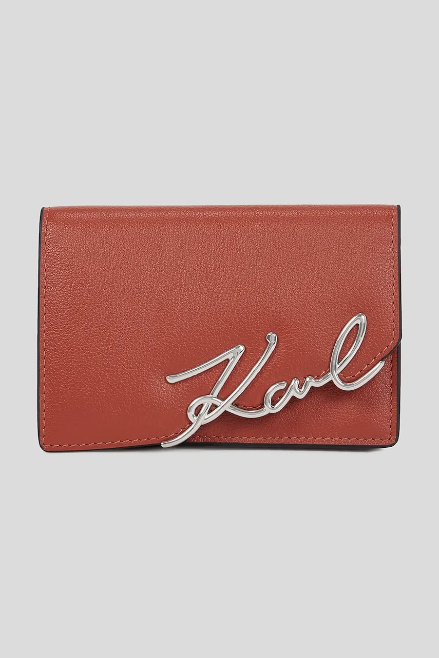 Karl Lagerfeld portofel de piele culoarea roșu, A3W32018