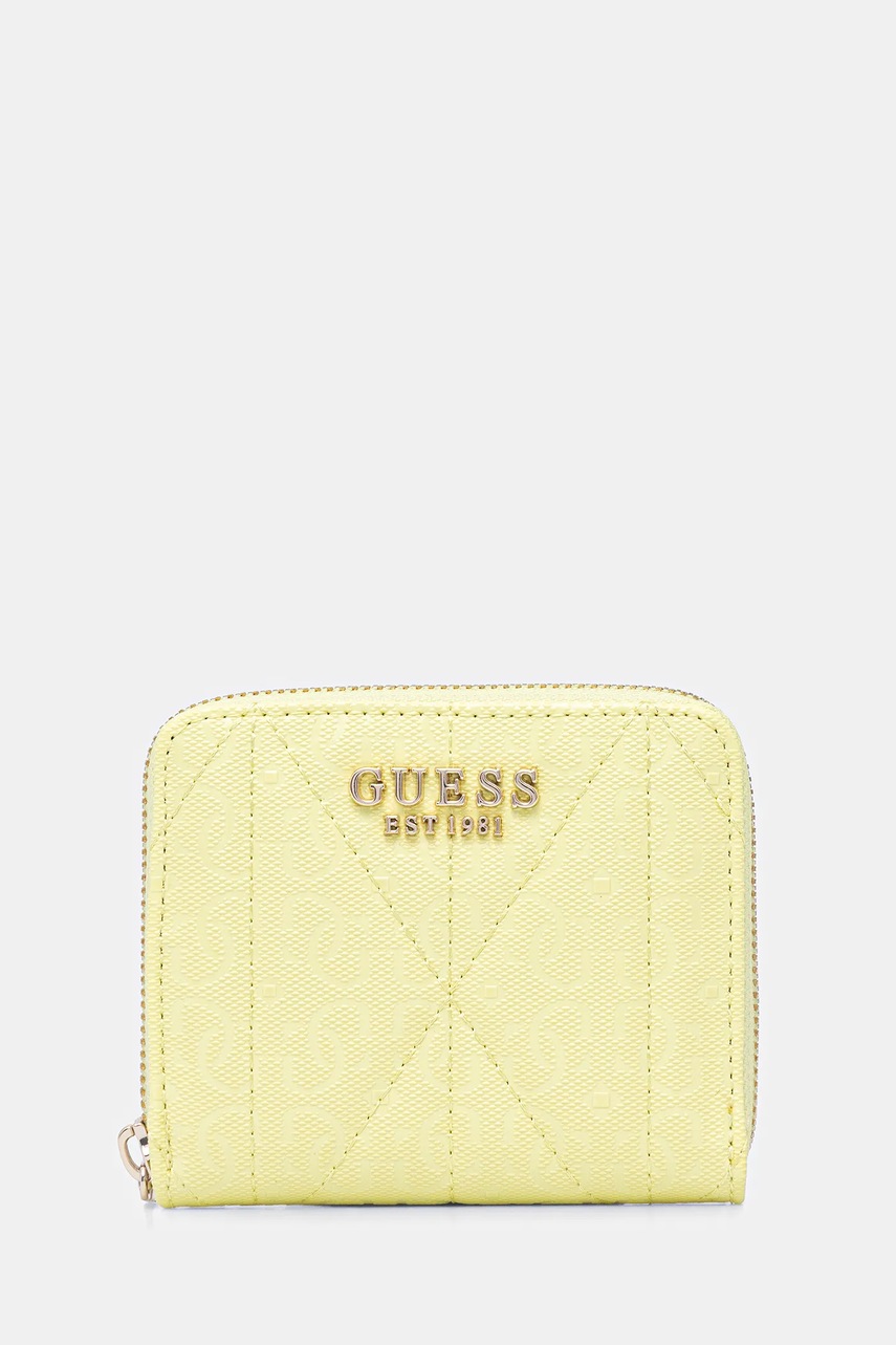 Levně Peněženka Guess ALDINA dámská, žlutá barva, SWGG96 63137