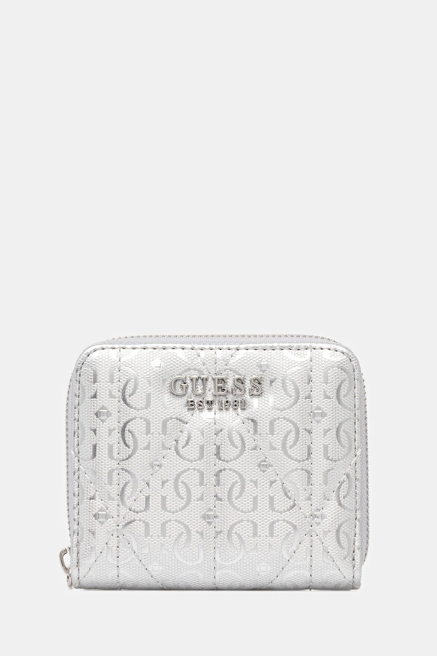 Levně Peněženka Guess ALDINA dámská, stříbrná barva, SWGY96 63137