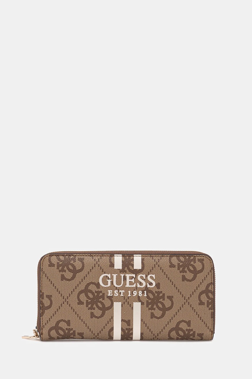 Levně Peněženka Guess LAUREL dámská, béžová barva, SWOS74 59146
