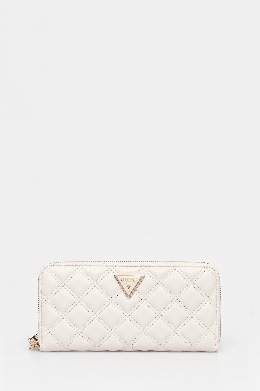 Levně Peněženka Guess GIULLY dámská, béžová barva, SWQG96 73146