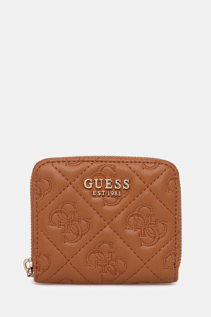 Levně Peněženka Guess ADELASIA dámská, hnědá barva, SWQL96 58137