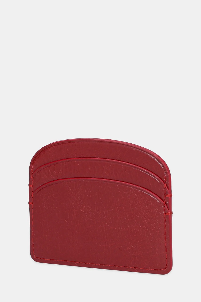 Кожаный чехол на карты A.P.C. porte-cartes demi-lune цвет красный PXCCK.F63270