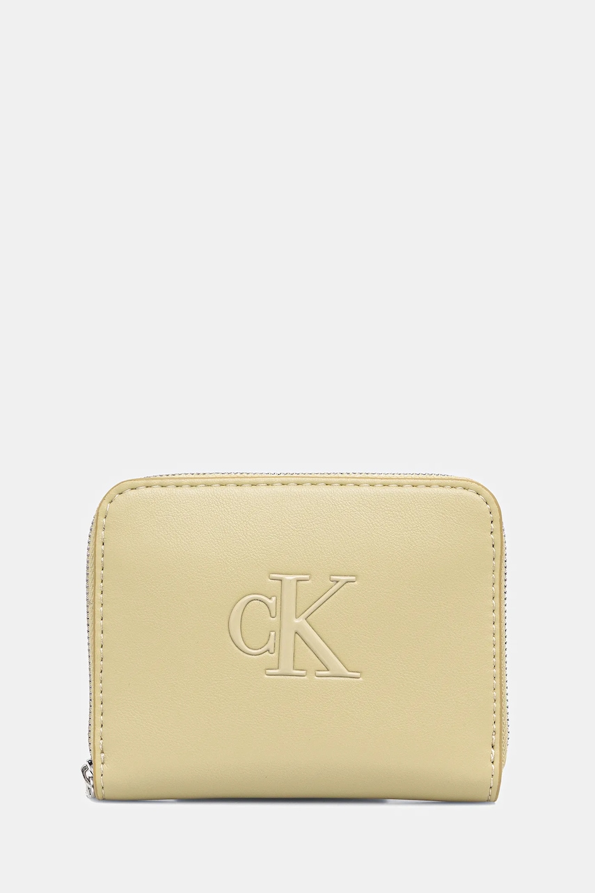 Levně Peněženka Calvin Klein dámská, béžová barva, LV04F1026G