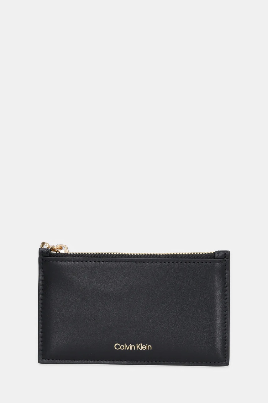 Levně Kožená peněženka Calvin Klein dámská, černá barva, LV04F1076G
