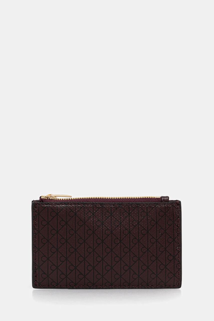 Levně Peněženka Calvin Klein dámská, vínová barva, LV04F1084G