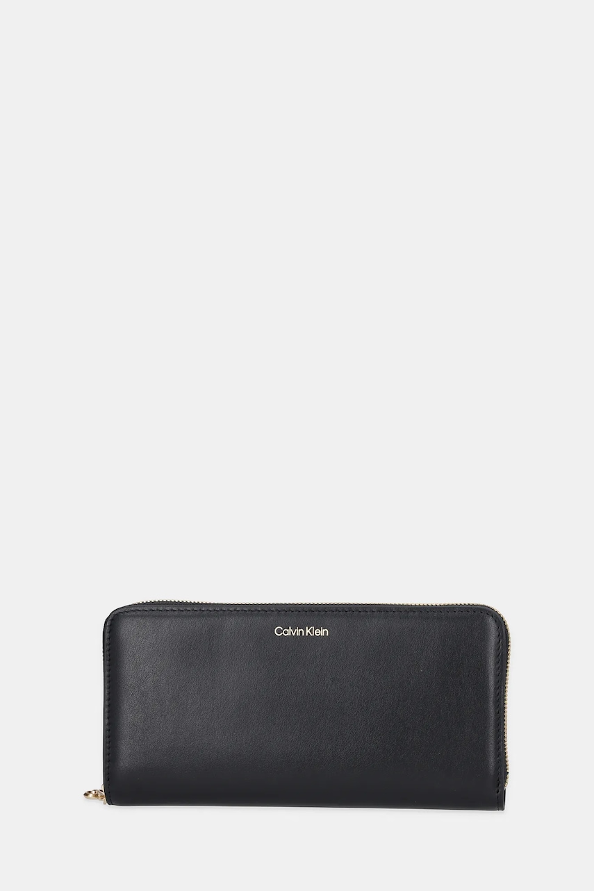 Levně Kožená peněženka Calvin Klein dámská, černá barva, LV04F1093G