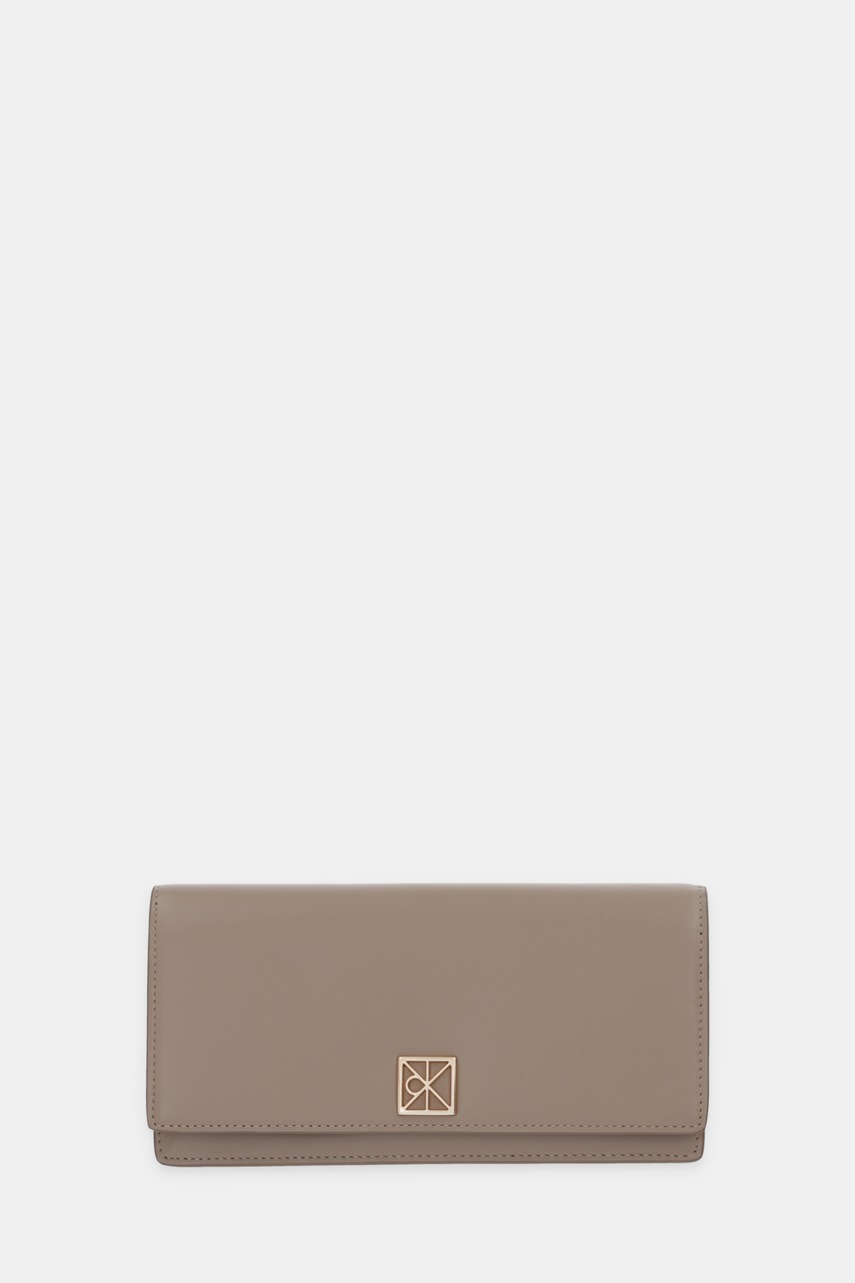 Levně Kožená peněženka Calvin Klein dámská, béžová barva, LV04F1098G