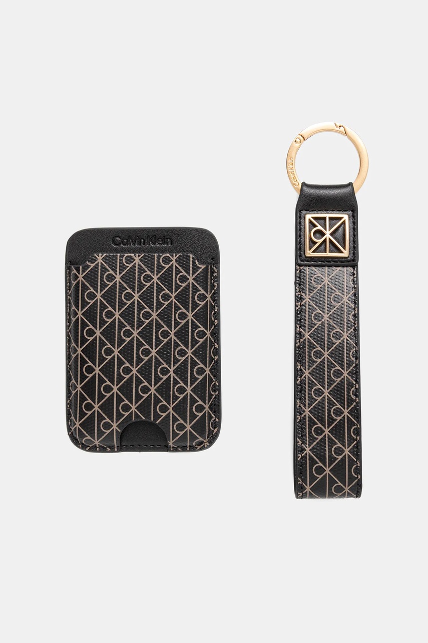 Levně Pouzdro na karty a klíčenka Calvin Klein černá barva, LV04F1101G