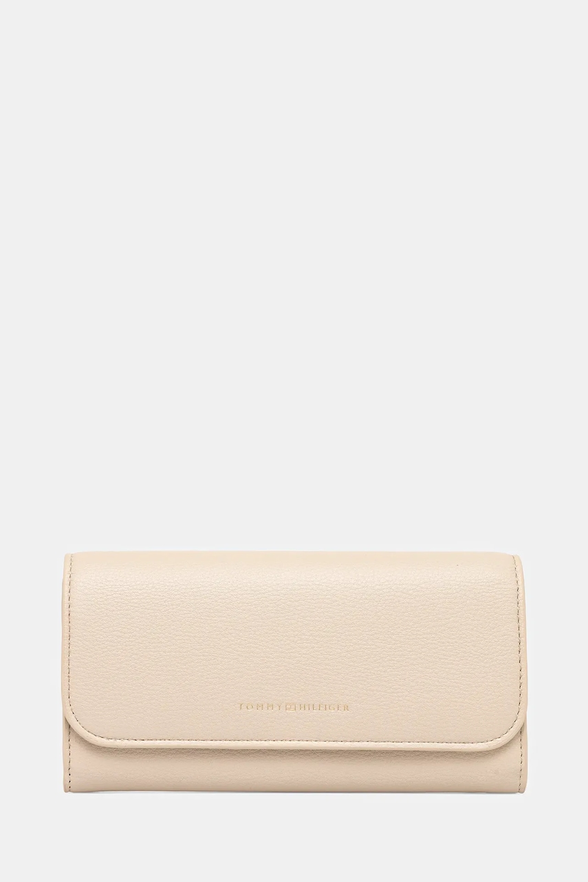 Levně Peněženka Tommy Hilfiger dámská, béžová barva, AW0AW17734