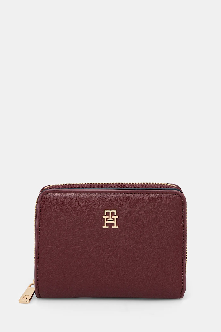 Levně Peněženka Tommy Hilfiger dámská, vínová barva, AW0AW17742