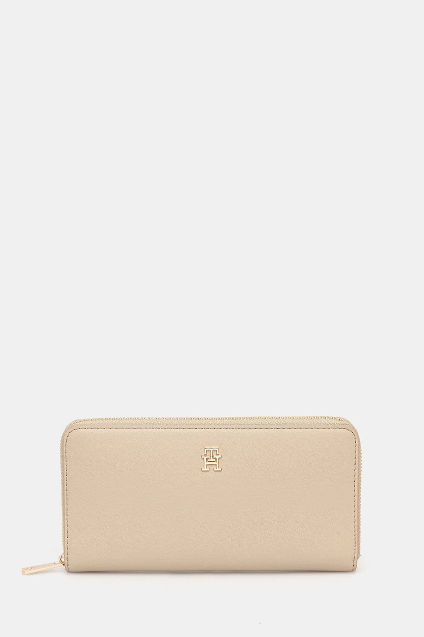 Levně Peněženka Tommy Hilfiger dámská, béžová barva, AW0AW17744