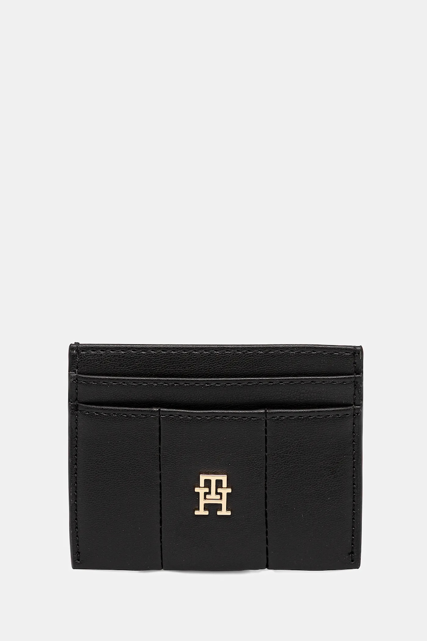 Levně Pouzdro na karty Tommy Hilfiger černá barva, AW0AW17745