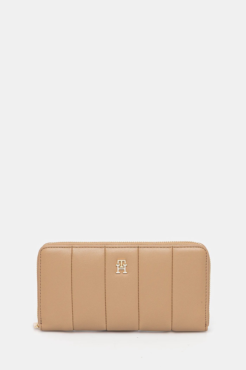 Levně Peněženka Tommy Hilfiger dámská, béžová barva, AW0AW17747
