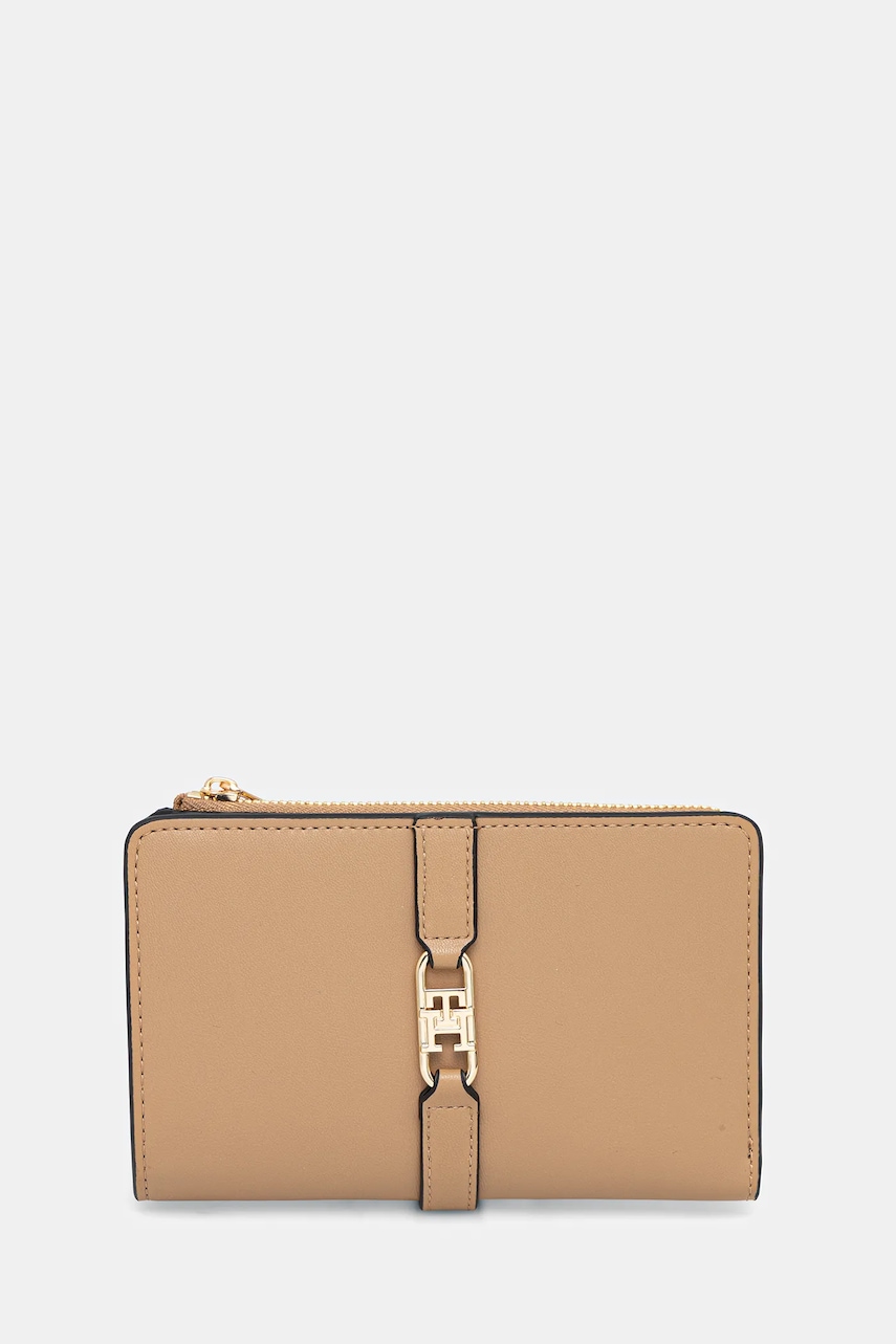 Levně Peněženka Tommy Hilfiger dámská, béžová barva, AW0AW17752