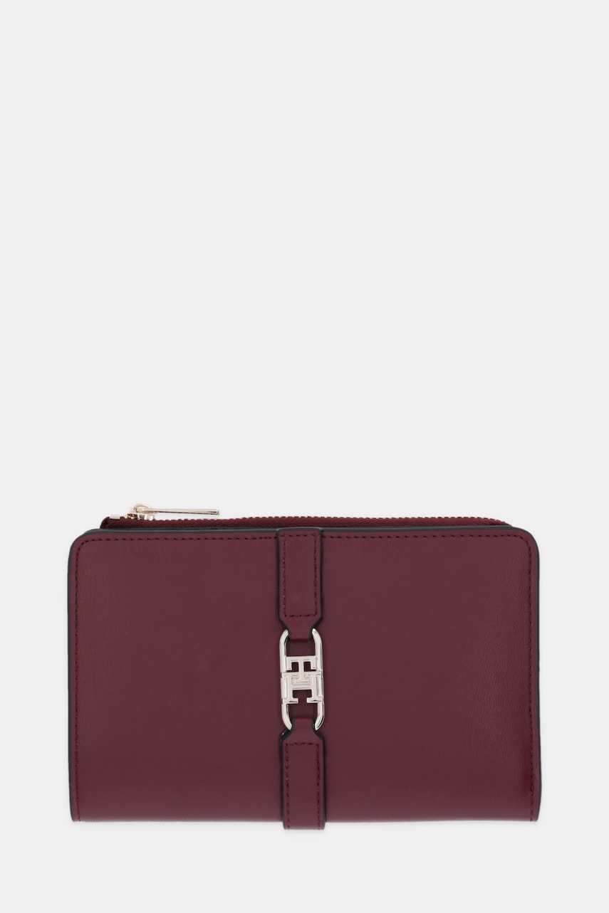 Levně Peněženka Tommy Hilfiger dámská, vínová barva, AW0AW17752