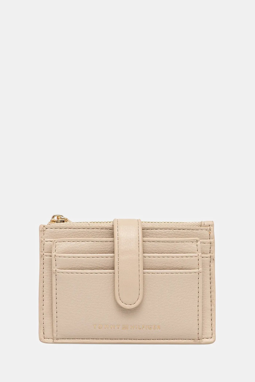 Levně Peněženka Tommy Hilfiger dámská, béžová barva, AW0AW18027
