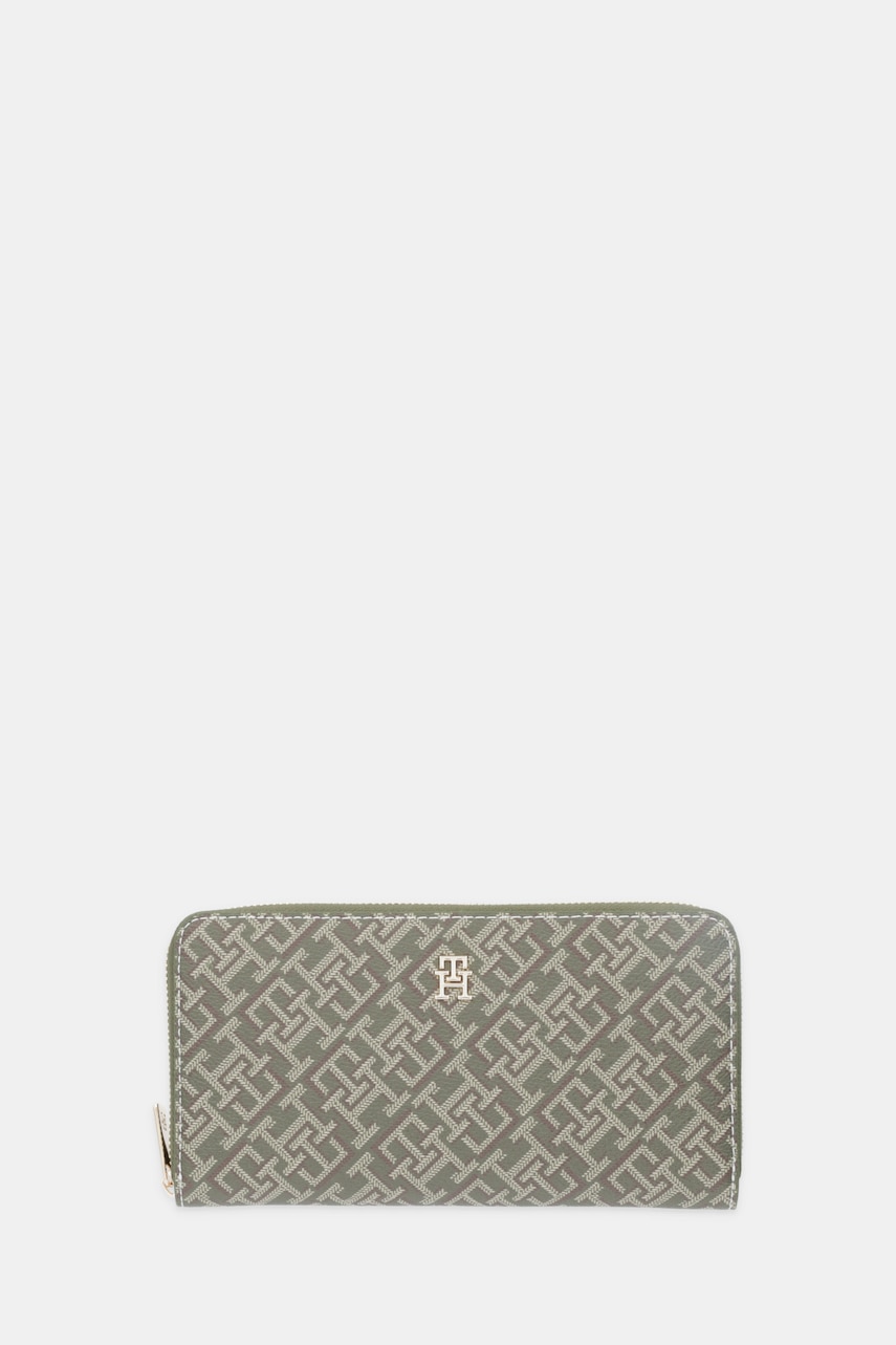 Levně Peněženka Tommy Hilfiger dámská, zelená barva, AW0AW18021