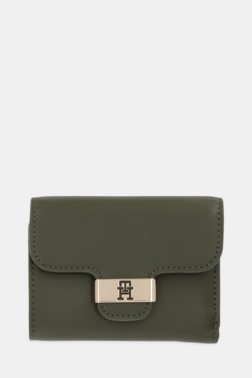 Levně Peněženka Tommy Hilfiger dámská, zelená barva, AW0AW18034
