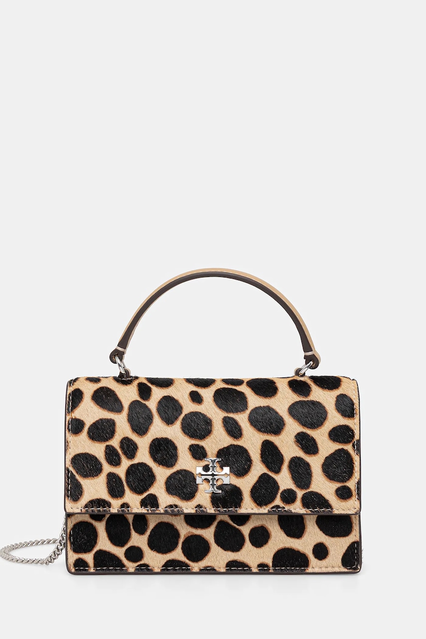 Tory Burch poșetă de piele Kira Haircalf Mini culoarea bej, 174399.250