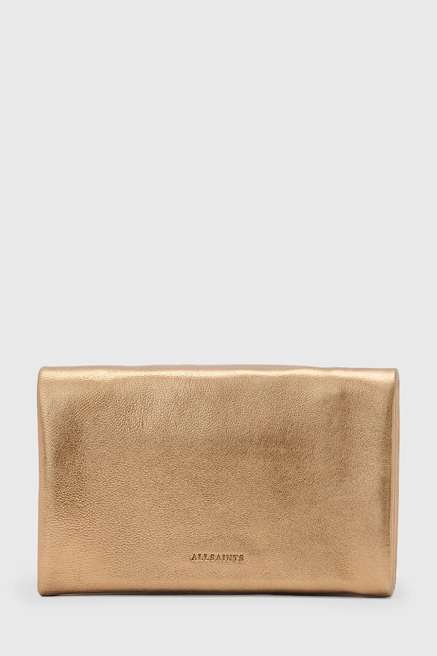 AllSaints portofel de piele HARLUNA culoarea auriu, W205XD