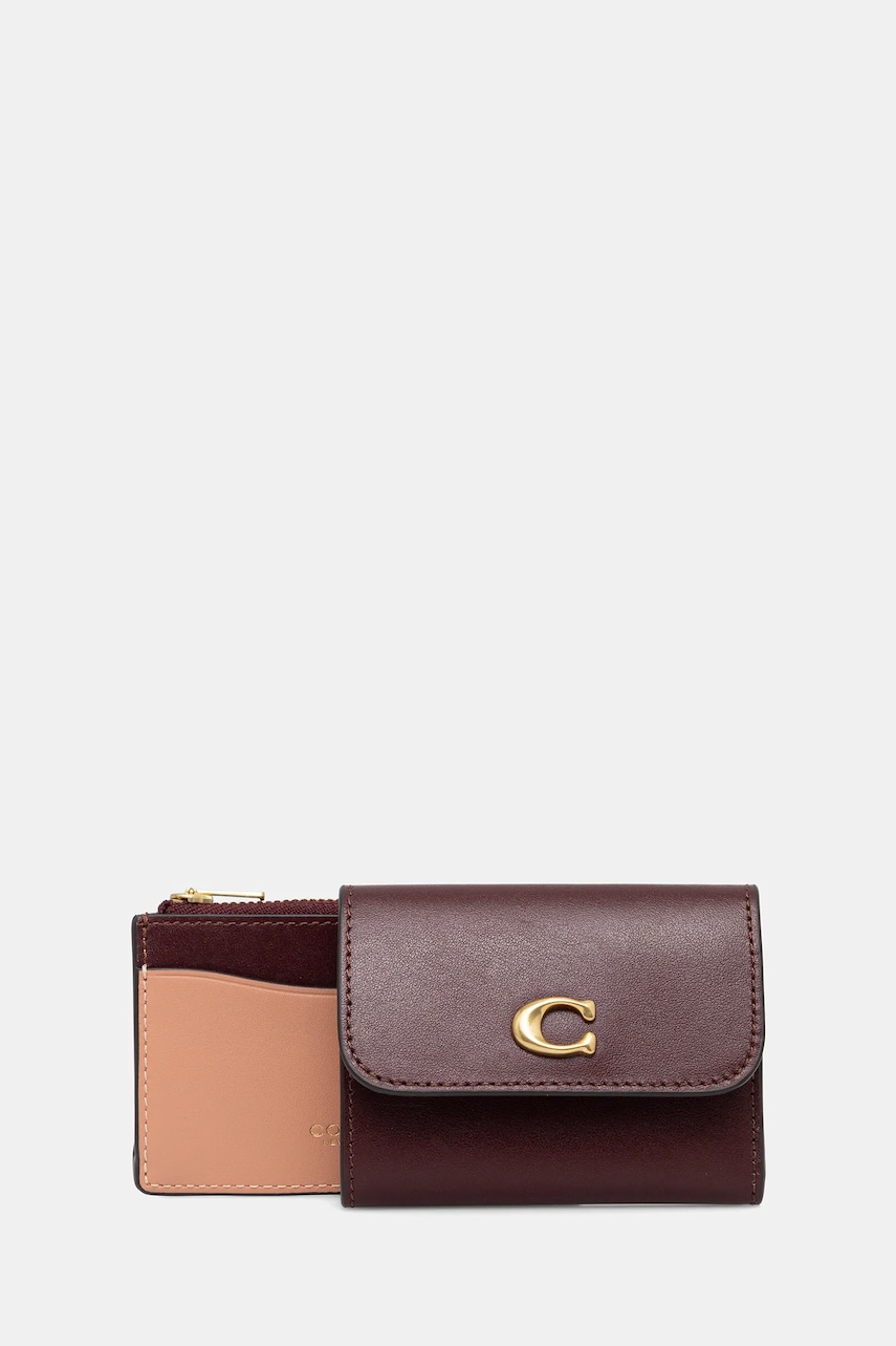 Coach portofel de piele culoarea bordo, CBF60