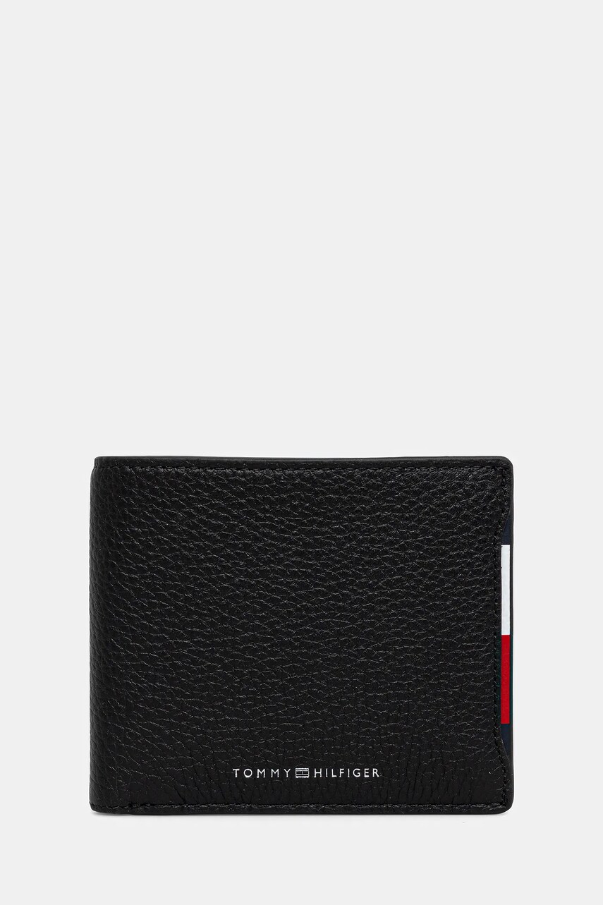 Levně Kožená peněženka Tommy Hilfiger pánská, černá barva, AM0AM13514