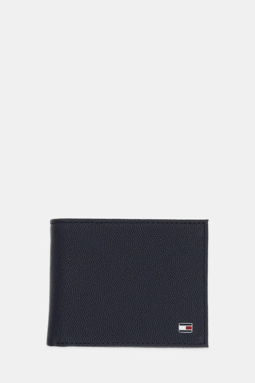 Levně Kožená peněženka Tommy Hilfiger pánská, tmavomodrá barva, AM0AM13518