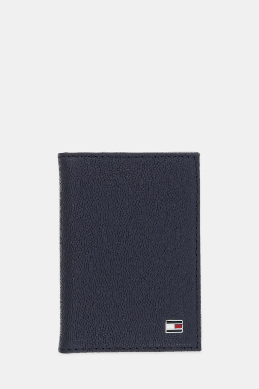 Levně Kožené pouzdro na karty Tommy Hilfiger tmavomodrá barva, AM0AM13522
