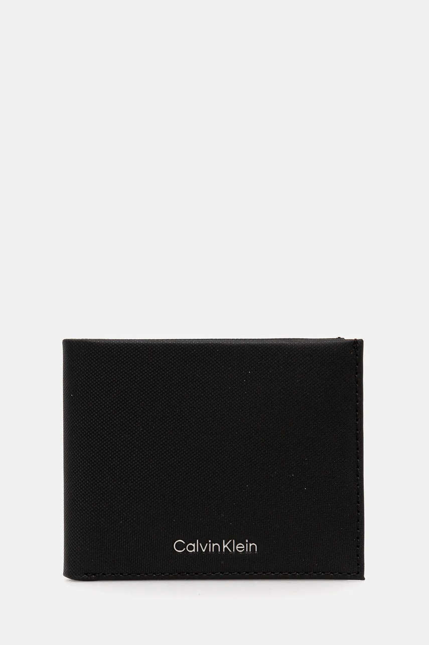Levně Kožená peněženka Calvin Klein pánská, černá barva, LV04D1042G