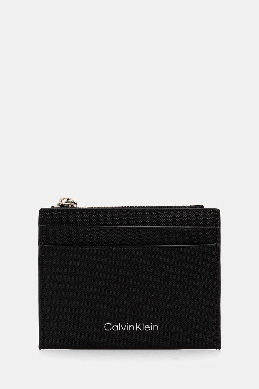 Levně Kožená peněženka Calvin Klein pánská, černá barva, LV04D1044G