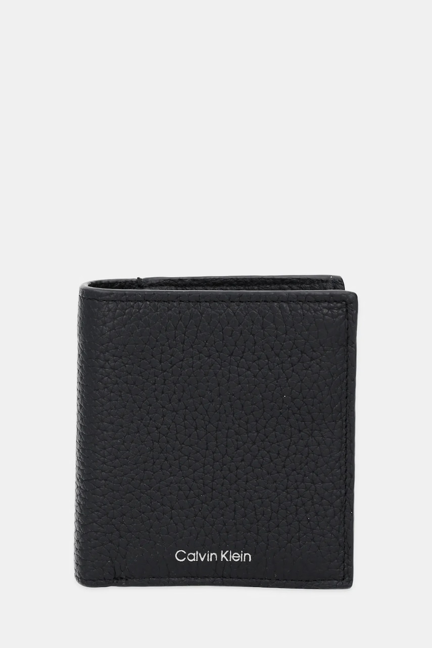 Levně Kožená peněženka Calvin Klein pánská, černá barva, LV04D1027G