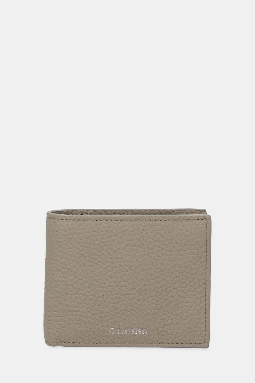 Levně Kožená peněženka Calvin Klein pánská, hnědá barva, LV04D1028G