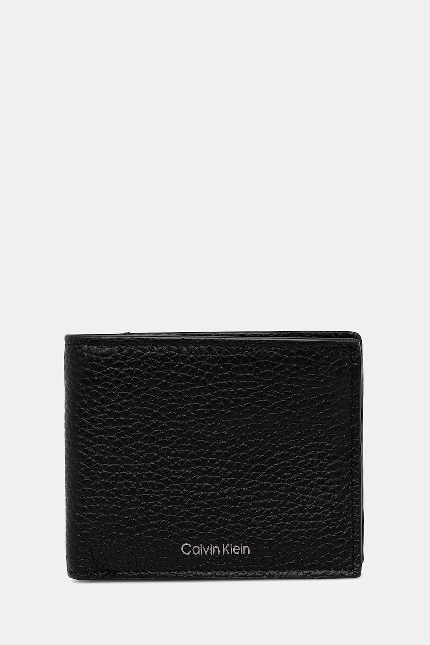 Levně Kožená peněženka Calvin Klein pánská, černá barva, LV04D1028G