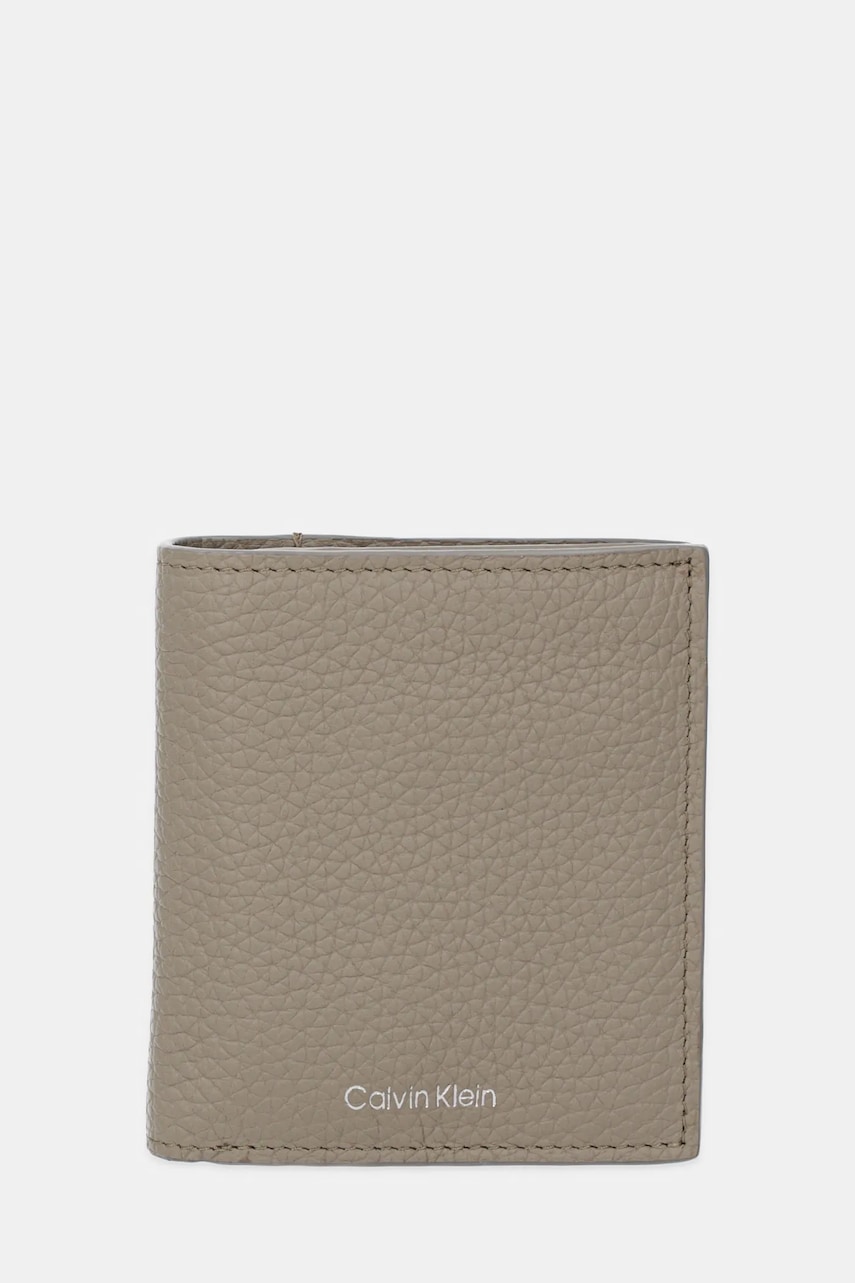 Levně Kožená peněženka Calvin Klein pánská, hnědá barva, LV04D1029G