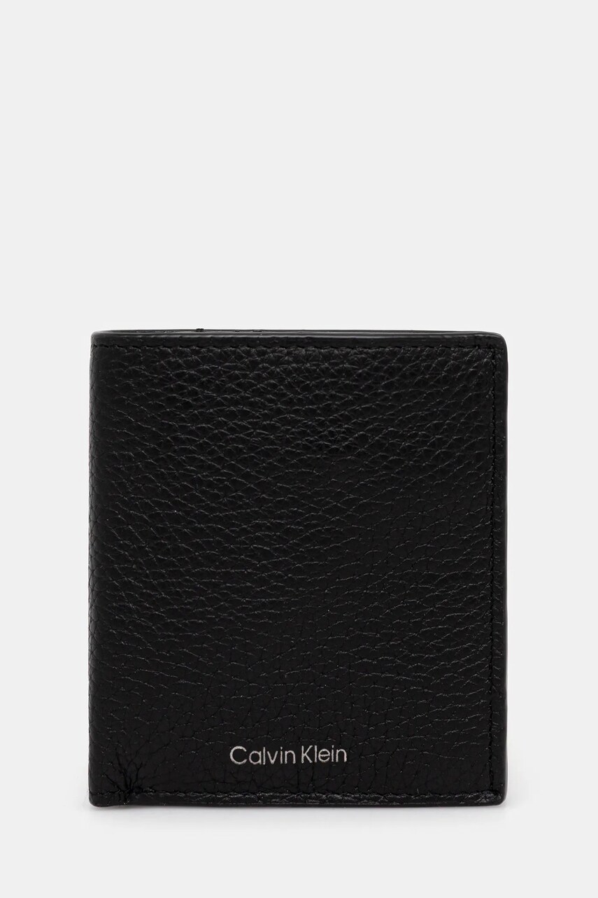 Levně Kožená peněženka Calvin Klein pánská, černá barva, LV04D1029G