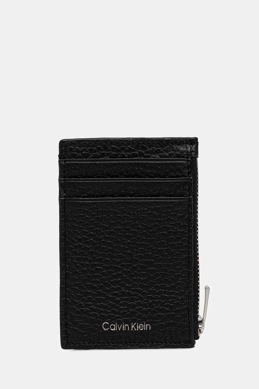 Levně Kožená peněženka Calvin Klein pánská, černá barva, LV04D1030G