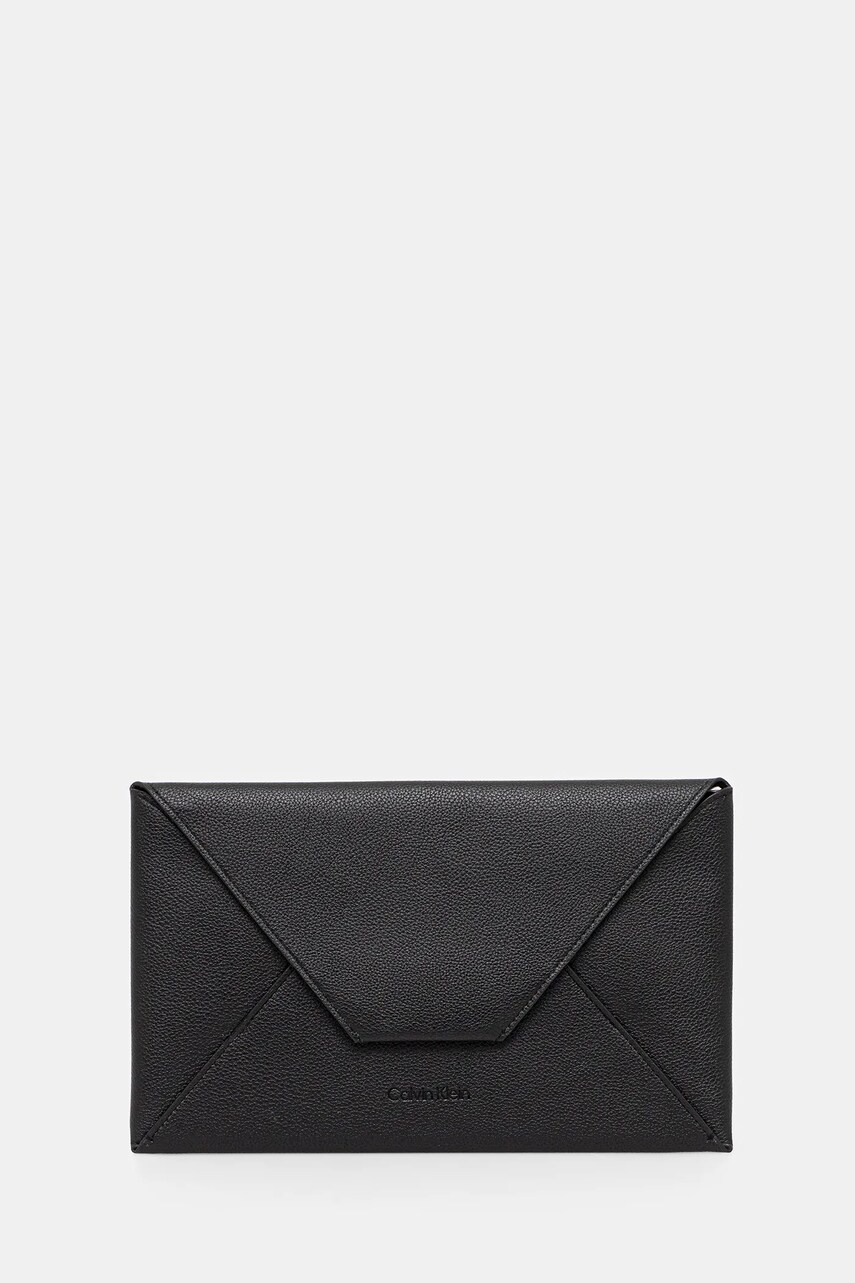 Levně Kožená taštička Calvin Klein černá barva, LV04D1032G