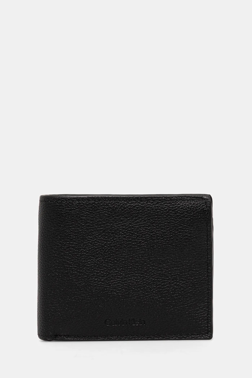 Levně Kožená peněženka Calvin Klein pánská, černá barva, LV04D1033G