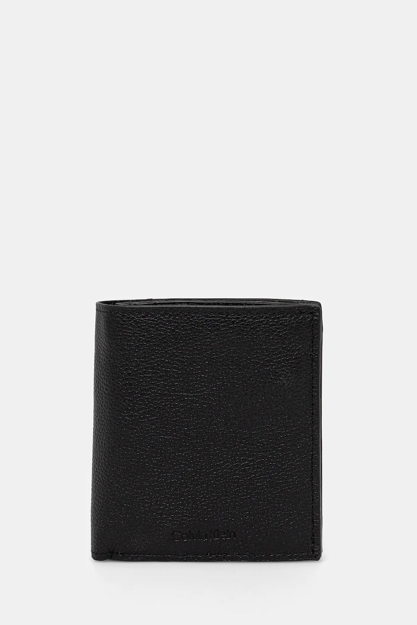 Levně Kožená peněženka Calvin Klein pánská, černá barva, LV04D1034G