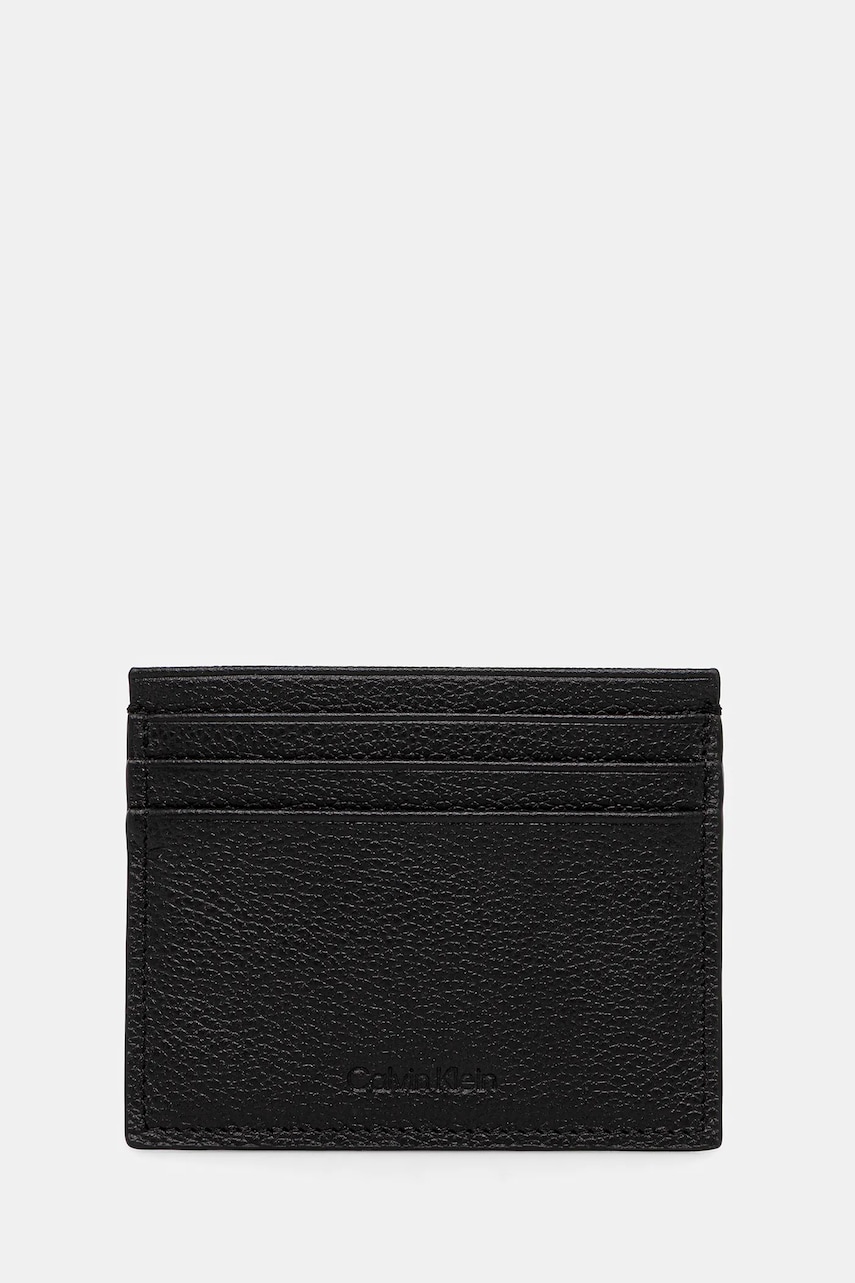 Levně Kožené pouzdro na karty Calvin Klein černá barva, LV04D1100G
