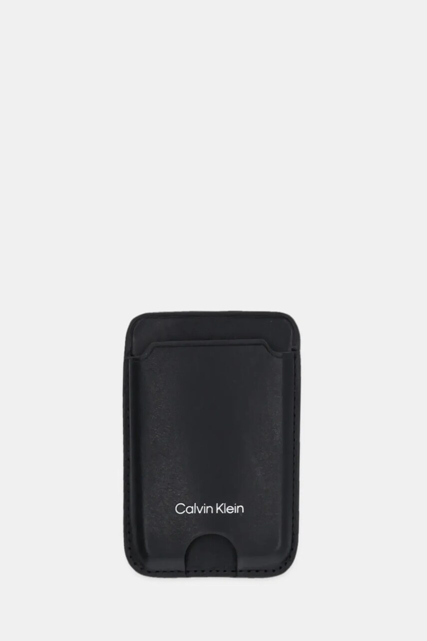 Levně Kožené pouzdro na karty Calvin Klein černá barva, LV04F1070G