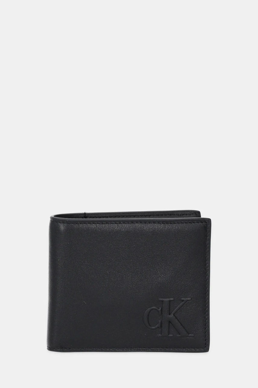 Levně Kožená peněženka Calvin Klein pánská, černá barva, LV04G1072G